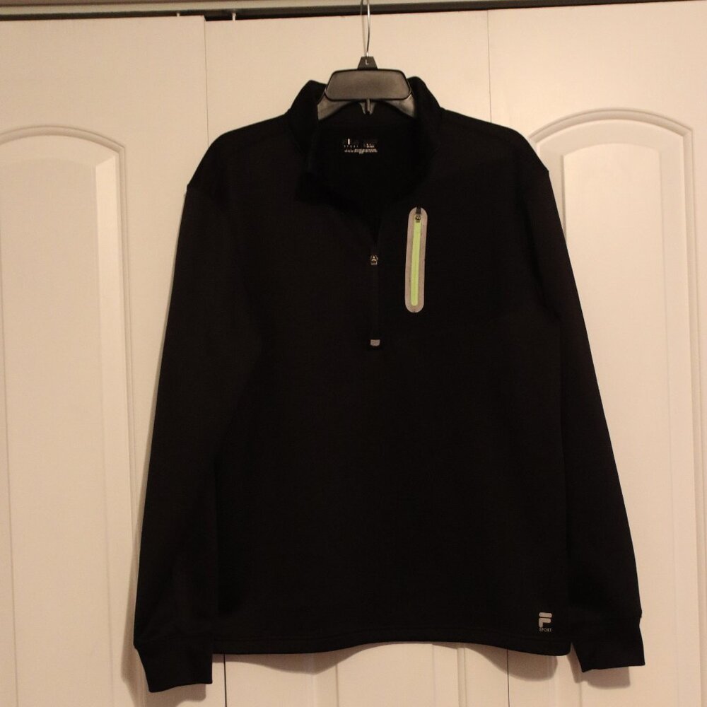 Fila Sport Black 1/4 Zip Men's Fleece Pull Over Size Medium Performance Active